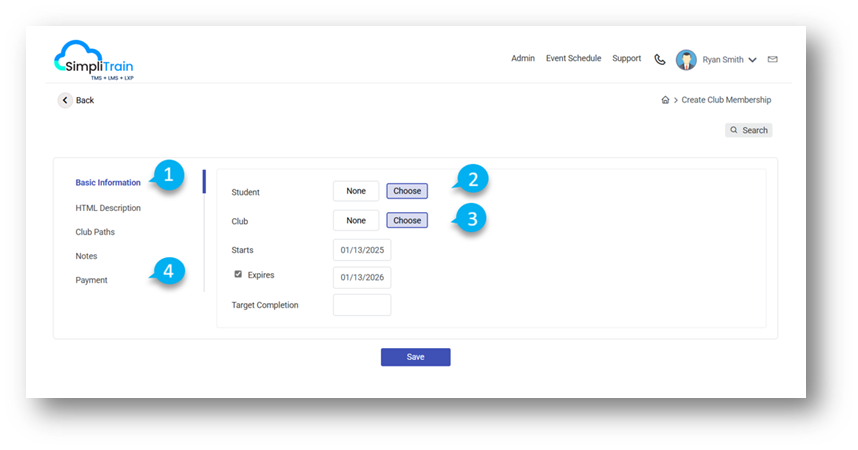 Create Club Membership